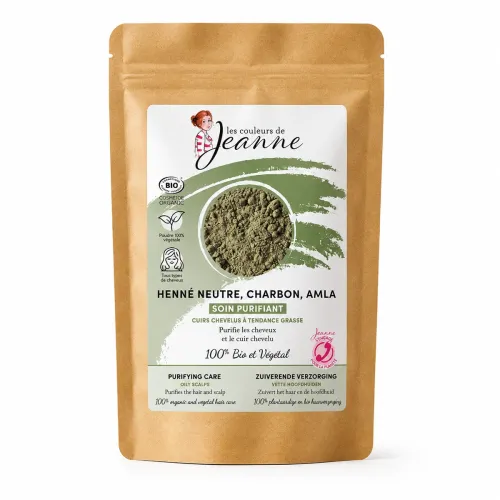 Soin Purifiant Henné Neutre, Charbon & Amla Bio - Les Couleurs de Jeanne Soin Purifiant Henné Neutre, Charbon & Amla Bio - Les Couleurs de Jeanne