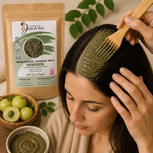 Soin Purifiant Henné Neutre, Charbon & Amla Bio - Les Couleurs de Jeanne Soin Purifiant Henné Neutre, Charbon & Amla Bio - Les Couleurs de Jeanne thumbnail 4