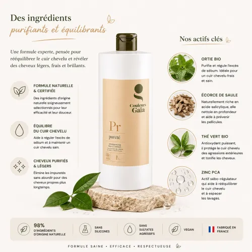 Shampoing Pureté 1 litre – Couleurs Gaïa thumbnail 2