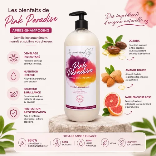 Après-shampoing "Pink Paradise" 1 litre – Les Secrets de Loly thumbnail 2