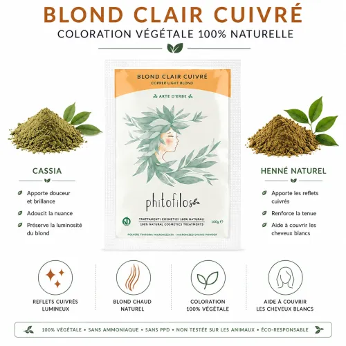 Coloration Végétale Blond Clair Cuivré – Phitofilos thumbnail 1