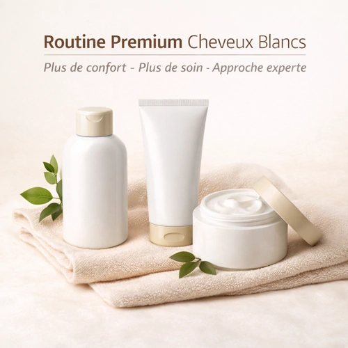 Routine signature – Cheveux blancs & coloration végétale (Premium)