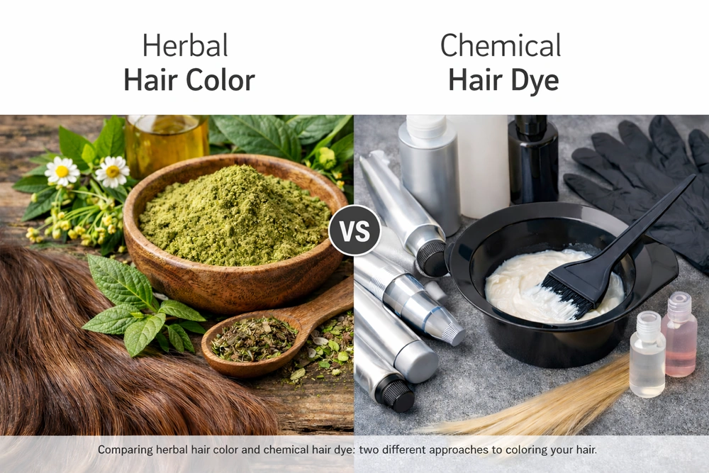 difference between herbal hair dye and chemical hair dye